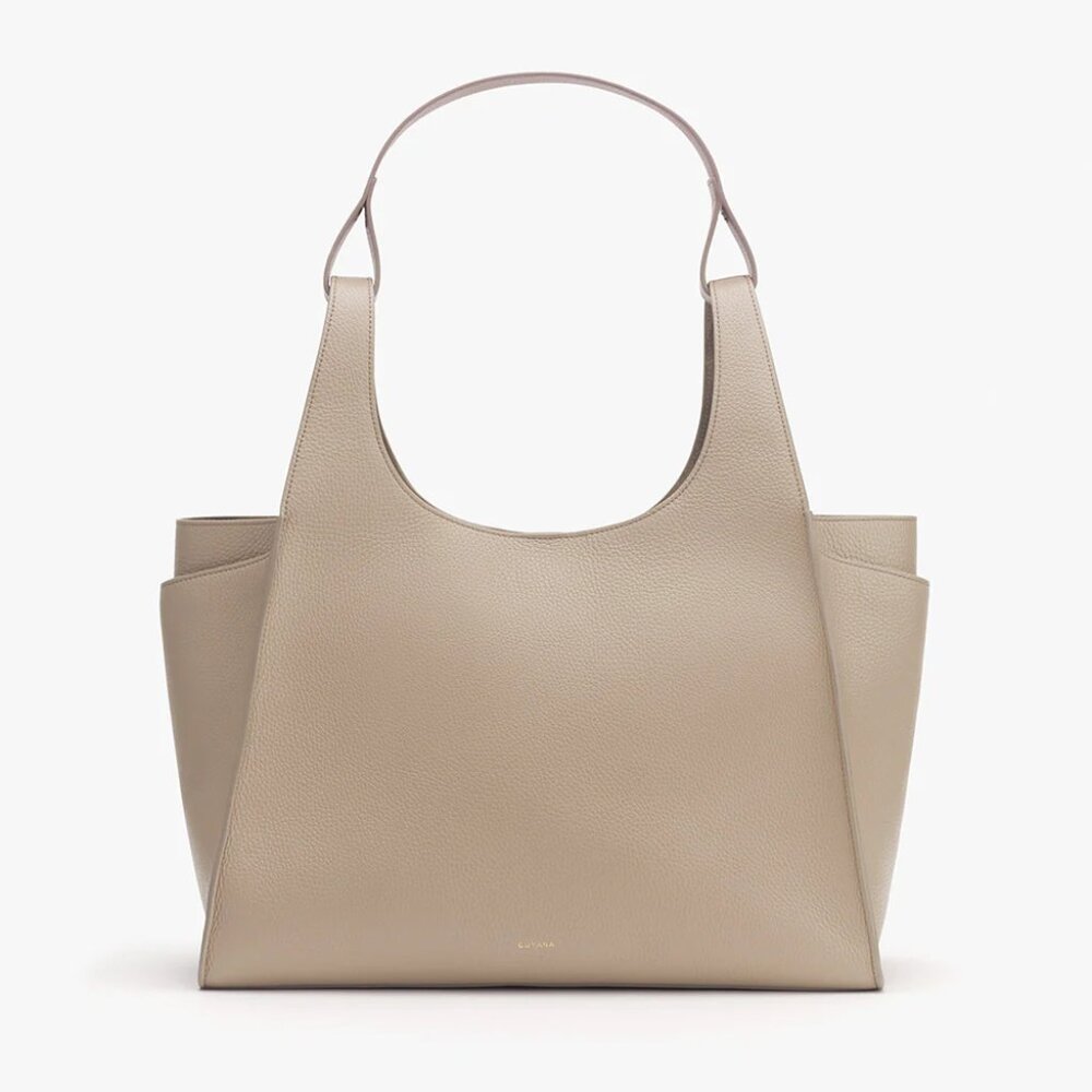 Cuyana Double Loop Satchel in Stone - Italian Leather!